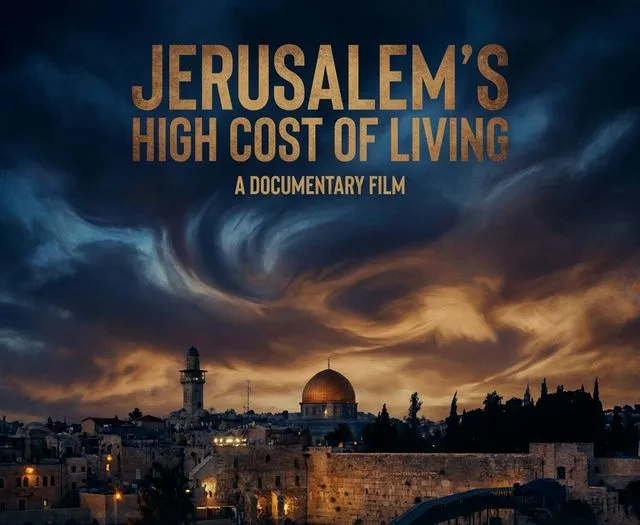 Jerusalem's High Cost of Living - Documentary poster showing cityscape